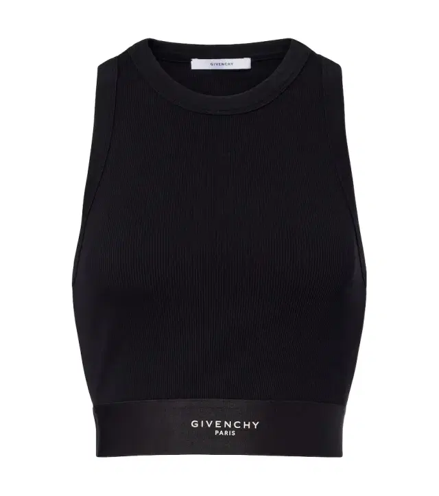 Logo ribbed-knit cropped cotton tank top