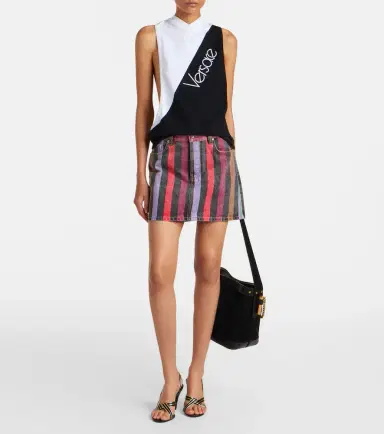 Versace Striped denim miniskirt | Thumbnail 4