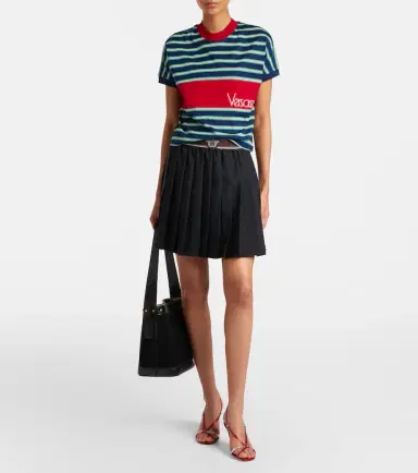 Versace Pleated wool and mohair miniskirt | Thumbnail 2