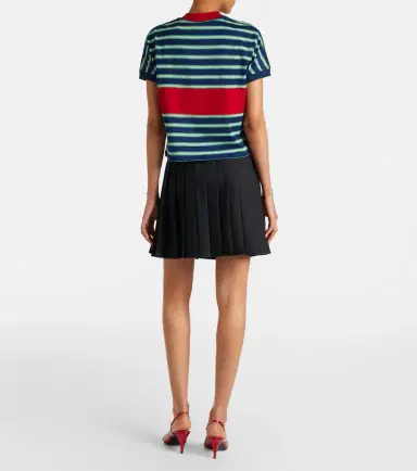 Versace Pleated wool and mohair miniskirt | Thumbnail 5