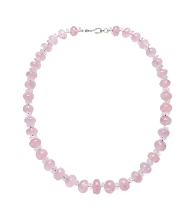 Ileana Makri Beaded necklace with morganite, white topaz, and diamonds