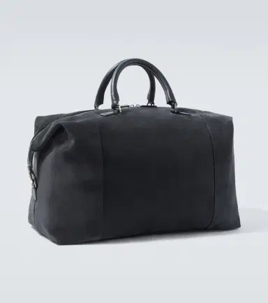 Kiton Leather-trimmed suede duffel bag | Thumbnail 3