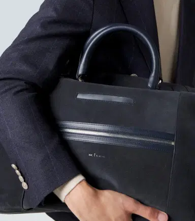 Kiton Leather-trimmed suede duffel bag | Thumbnail 6