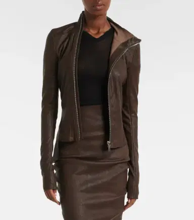 Rick Owens Gary leather and cotton-blend jacket | Thumbnail 3