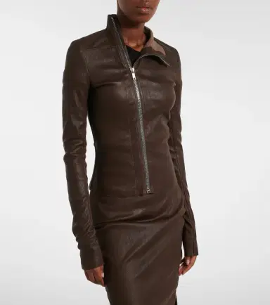 Rick Owens Gary leather and cotton-blend jacket | Thumbnail 4