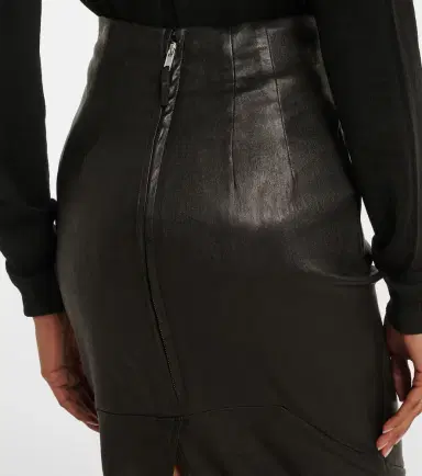 Rick Owens Dirt Pillar leather and cotton midi skirt | Thumbnail 2 Rick Owens Dirt Pillar leather and cotton midi skirt | Thumbnail 2