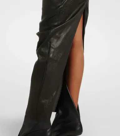 Rick Owens Dirt Pillar leather and cotton midi skirt | Thumbnail 5 Rick Owens Dirt Pillar leather and cotton midi skirt | Thumbnail 5