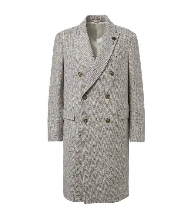 Lardini Herringbone double-breasted virgin wool coat