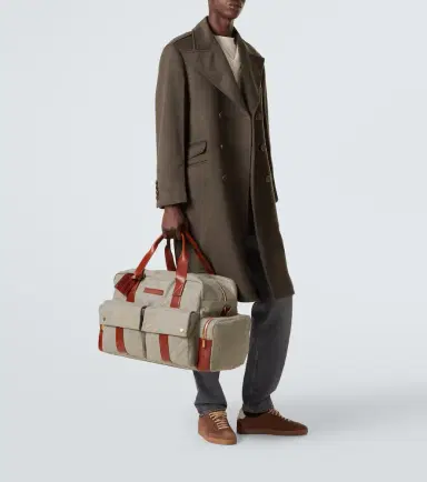Brunello Cucinelli Leather-trimmed flannel duffel bag | Thumbnail 6 Brunello Cucinelli Leather-trimmed flannel duffel bag | Thumbnail 6
