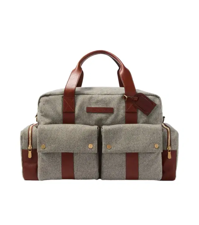 Brunello Cucinelli Leather-trimmed flannel duffel bag