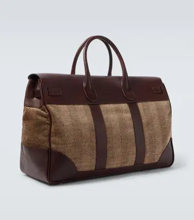Brunello Cucinelli Herringbone leather-trimmed duffel bag | Thumbnail 2