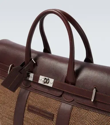 Brunello Cucinelli Herringbone leather-trimmed duffel bag | Thumbnail 4