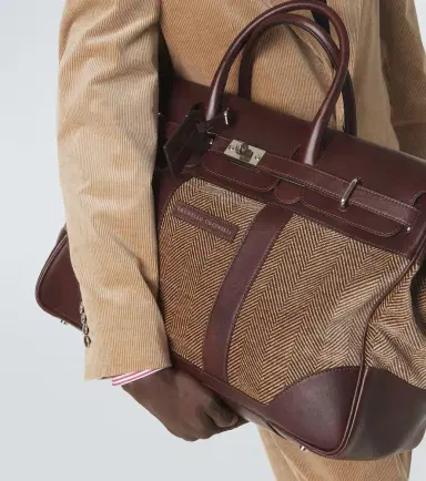 Brunello Cucinelli Herringbone leather-trimmed duffel bag | Thumbnail 5