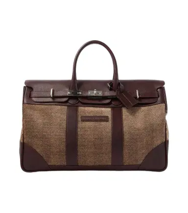 Brunello Cucinelli Herringbone leather-trimmed duffel bag | Thumbnail 1