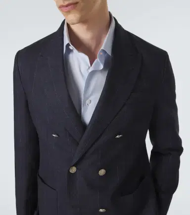 Eleventy Pinstriped wool, cotton, and cashmere blazer | Thumbnail 5 Eleventy Pinstriped wool, cotton, and cashmere blazer | Thumbnail 5