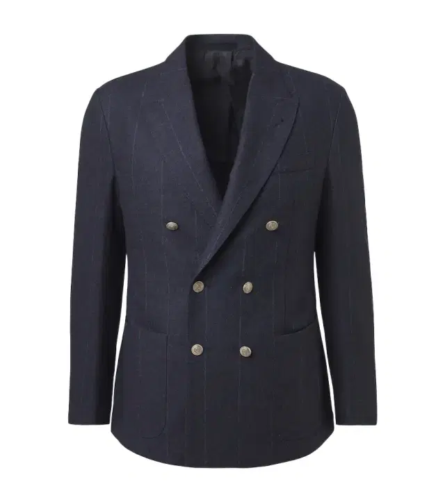 Eleventy Pinstriped wool, cotton, and cashmere blazer