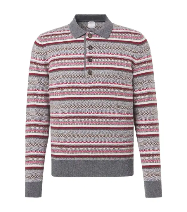 Striped wool jacquard polo sweater
