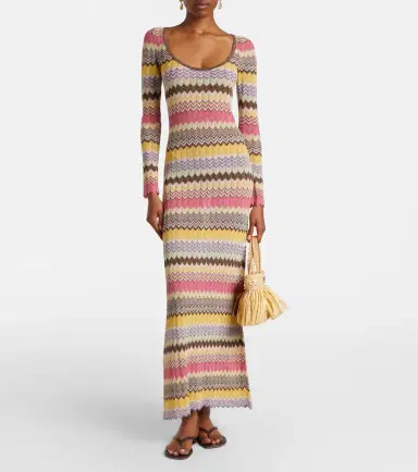 Faithfull Pedro chevron lamé maxi dress | Thumbnail 5