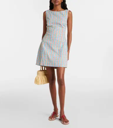 Faithfull Lydie checked cotton and linen minidress | Thumbnail 3