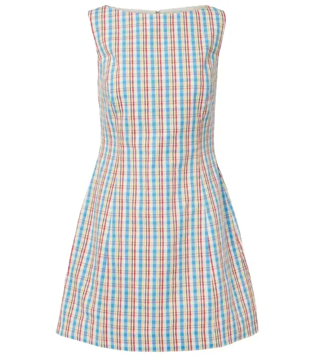 Lydie checked cotton and linen minidress