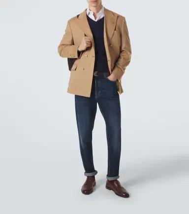 Brunello Cucinelli Double-breasted camel hair blazer | Thumbnail 4