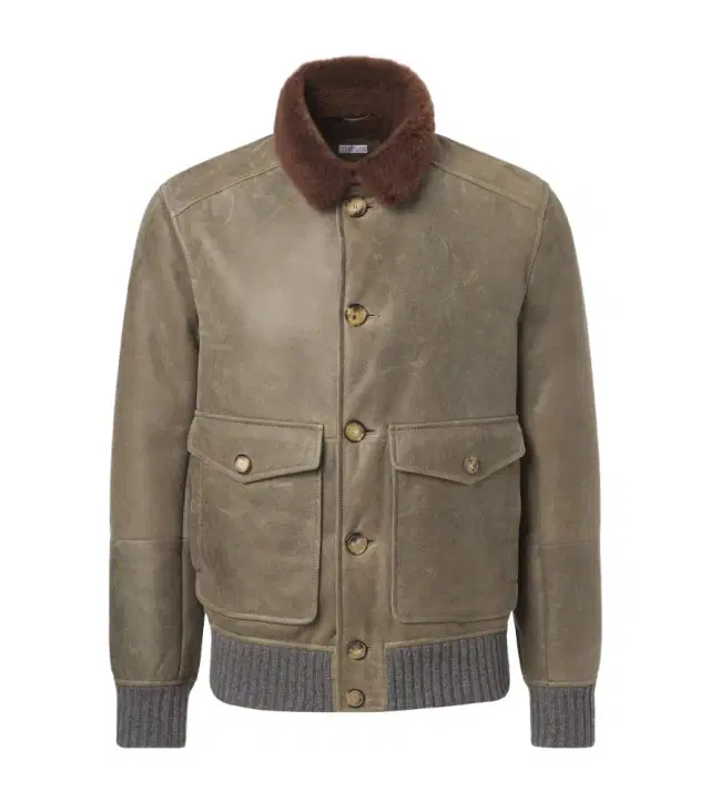 Brunello Cucinelli Shearling-lined leather blouson jacket