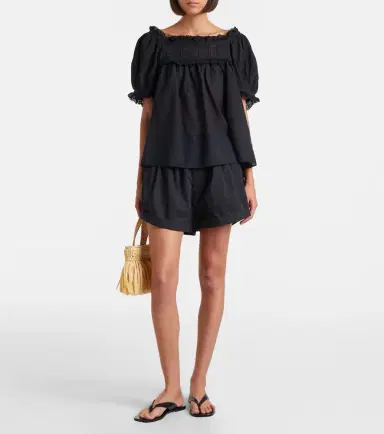 DÔEN Dôen Frances lace-trimmed cotton-blend top | Thumbnail 2