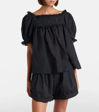 DÔEN Dôen Frances lace-trimmed cotton-blend top | Thumbnail 3