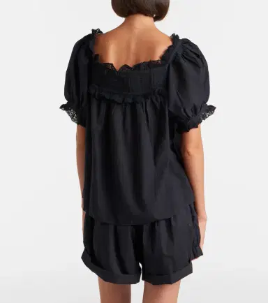 DÔEN Dôen Frances lace-trimmed cotton-blend top | Thumbnail 4