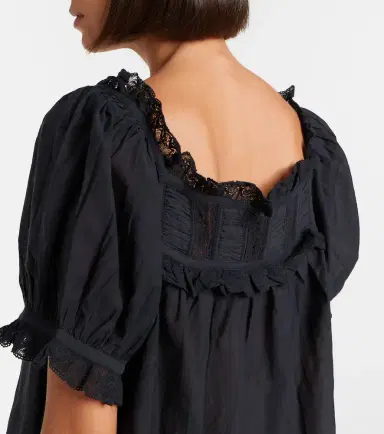 DÔEN Dôen Frances lace-trimmed cotton-blend top | Thumbnail 6