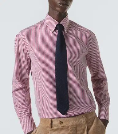 Brunello Cucinelli Striped cotton poplin shirt | Thumbnail 4