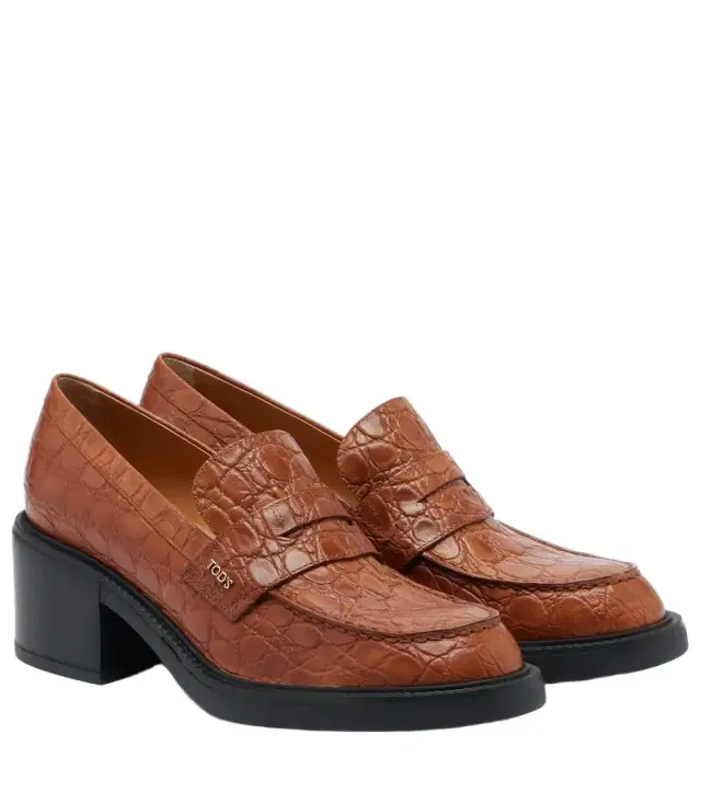 Tod's Croc-effect leather loafer pumps