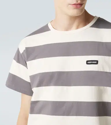 Miu Miu Striped cotton jersey T-shirt | Thumbnail 6