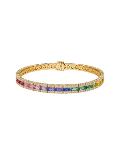Wish Fine Jewelry 8.45ct Diamond Multi Sapphire 18K Gold Tennis Bracelet | Thumbnail 1