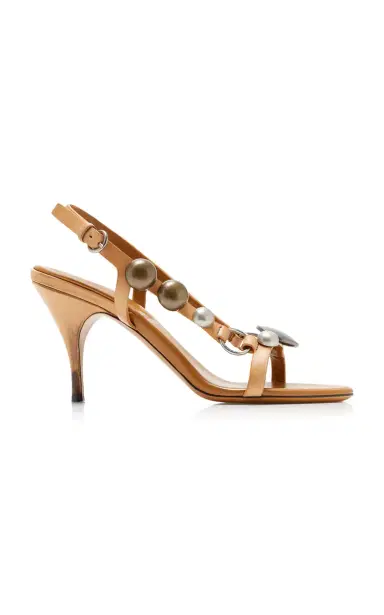 Miu Miu Embellished Leather Sandals | Thumbnail 1 Miu Miu Embellished Leather Sandals | Thumbnail 1