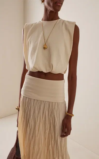 Johanna Ortiz Muraya Ribbed Jersey Cropped T-Shirt | Thumbnail 2
