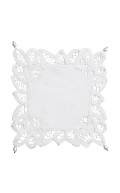 Gohar World Square Lace Doily with Pearls - White | Thumbnail 1 Gohar World Square Lace Doily with Pearls - White | Thumbnail 1