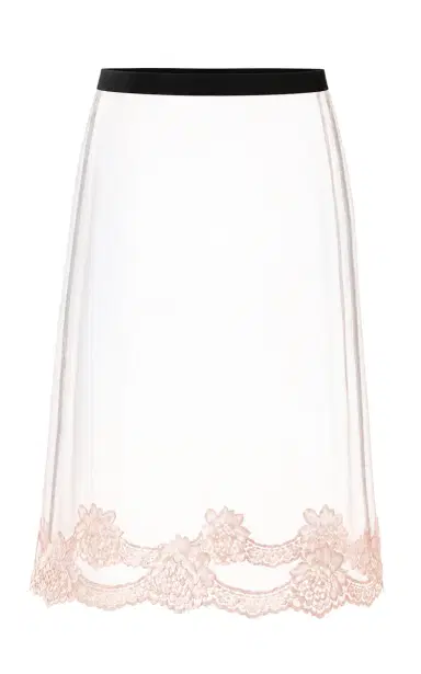 Valentino Garavani Lace-Trimmed Mesh Midi Skirt | Thumbnail 4
