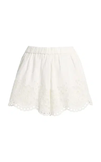 Sea Gardener Embroidered Cotton-Linen Mini Shorts | Thumbnail 6
