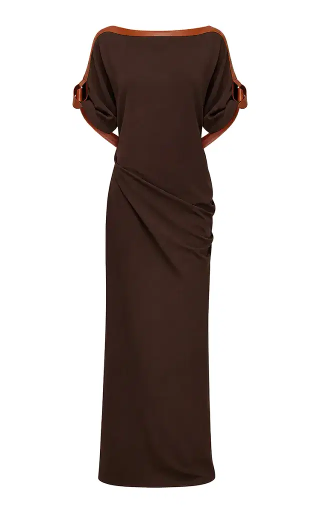 Ferragamo Ruched Crepe Maxi Dress
