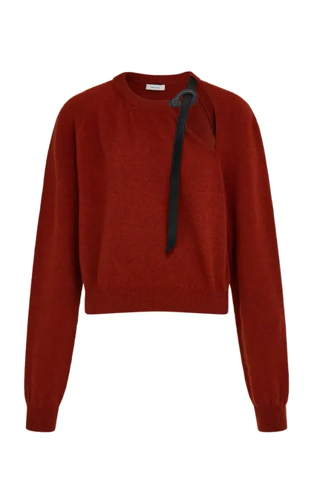Leather-Detailed Wool-Cashmere Sweater