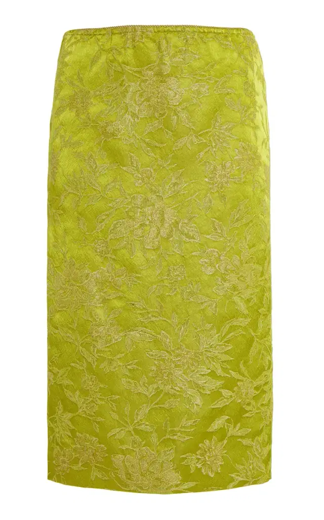 Saint Laurent Floral Brocade Midi Skirt