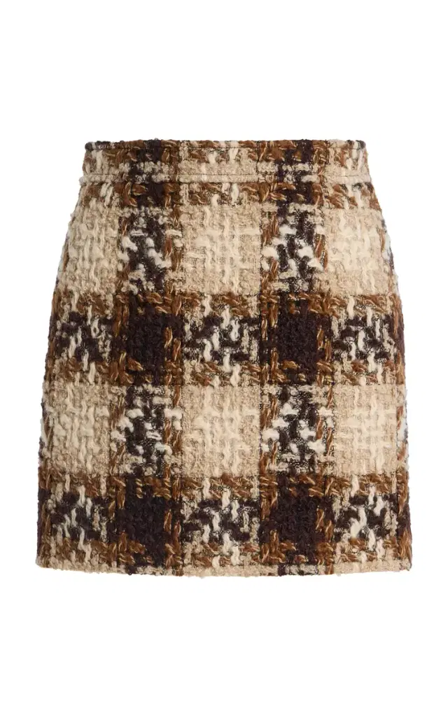 Saint Laurent Checked Tweed Mini Skirt