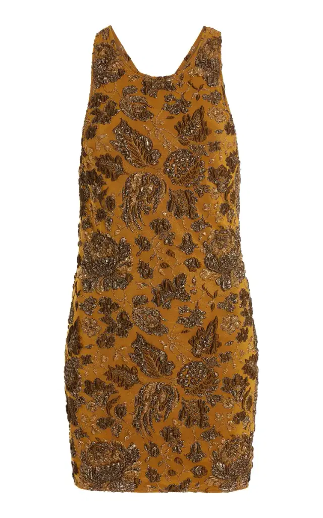Saint Laurent Floral Stretch-Brocade Mini Dress
