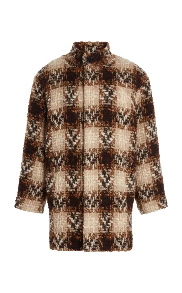 Saint Laurent Tweed Wool-Blend Coat
