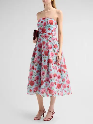 SACHIN & BABI Women's Shay Floral Organza Strapless Cocktail Dress - Sky Poppies - Size 14 | Thumbnail 4 SACHIN & BABI Women's Shay Floral Organza Strapless Cocktail Dress - Sky Poppies - Size 14 | Thumbnail 4