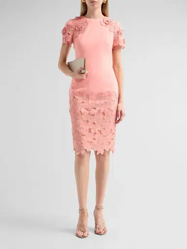BADGLEY MISCHKA Women's Guipure Lace Cocktail Dress - Coral - Size 16 | Thumbnail 2