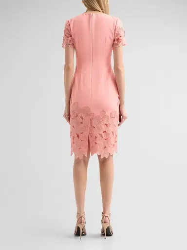 BADGLEY MISCHKA Women's Guipure Lace Cocktail Dress - Coral - Size 16 | Thumbnail 3
