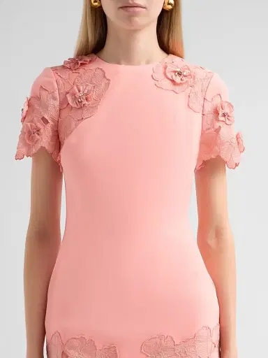 BADGLEY MISCHKA Women's Guipure Lace Cocktail Dress - Coral - Size 16 | Thumbnail 5