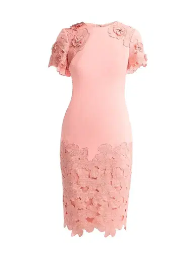 BADGLEY MISCHKA Women's Guipure Lace Cocktail Dress - Coral - Size 16 | Thumbnail 1
